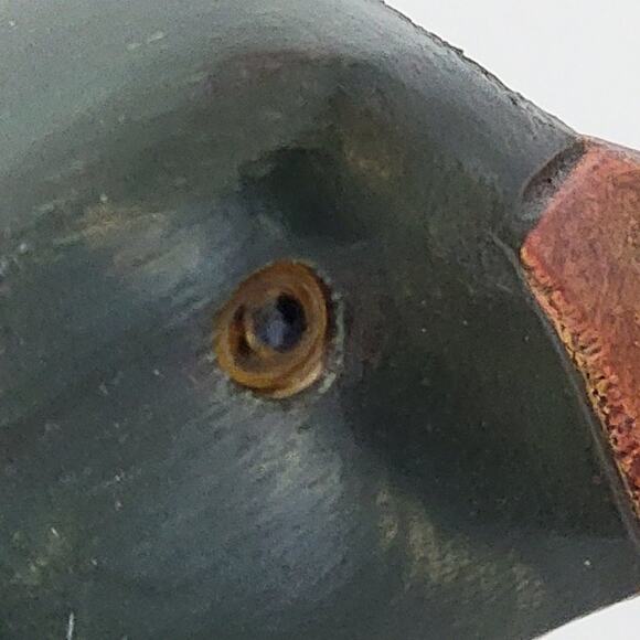 Vintage Hand Painted Wooden Duck Decoy Hand Carved Mallard Figurine Glass Eyes - Picture 10 of 12